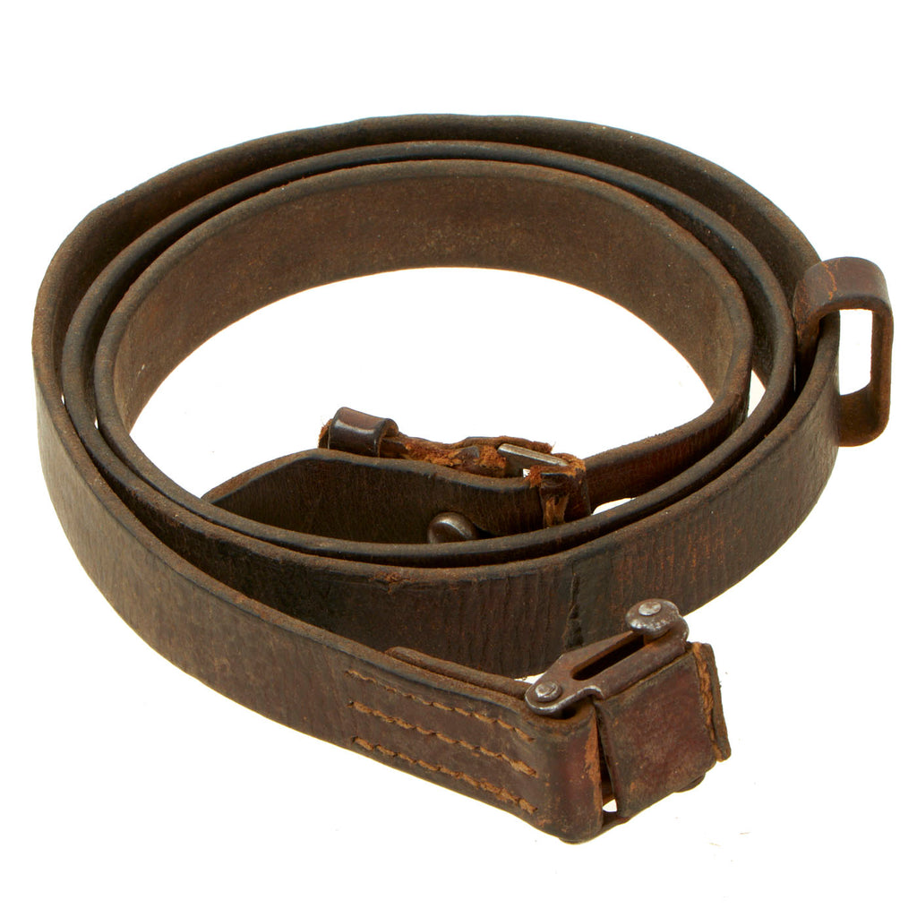 Original German WWII Karabiner 98 kurz K98k Leather Sling with Keeper and Frog - Kar98k Original Items