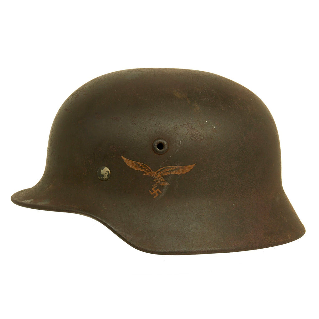 Original German WWII M40 Single Decal Luftwaffe Helmet Size 58cm Liner by Quist - Shell Size 66 - Q66 Original Items
