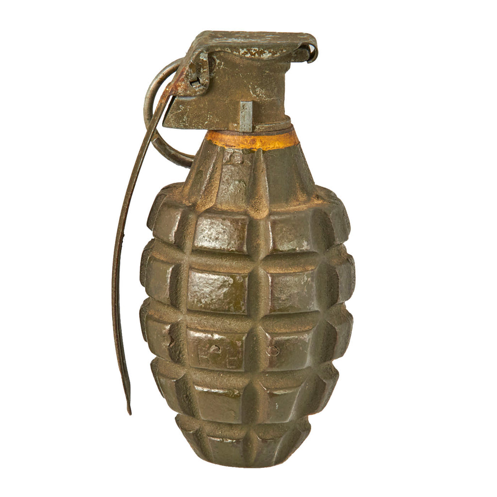 Original U.S. WWII Inert MkII Pineapple Grenade with Yellow Ring & M10A2 Fuze Original Items