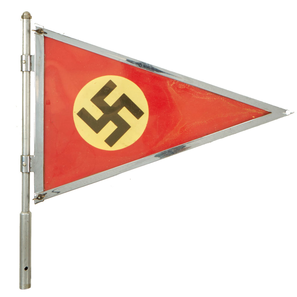 Original German WWII NSDAP National Socialist Rigid Vehicle Staff Pennant Flag with Mounting Pole Original Items