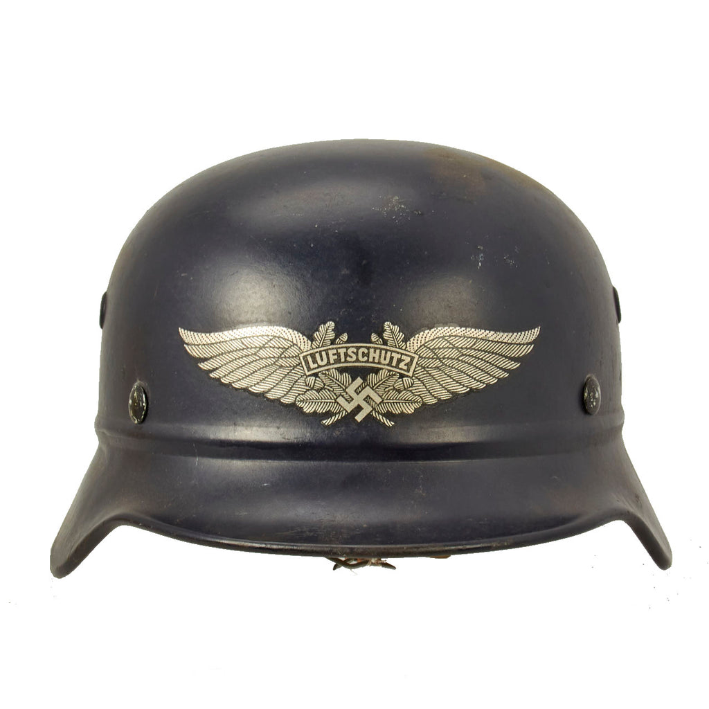 Original German WWII Luftschutz Civil Air Defense Beaded M40 Helmet - marked Q68 Original Items