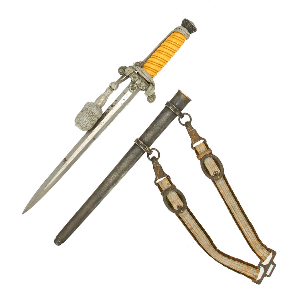 Original German WWII Army Heer Officer Dagger by "Siegfried" E. Pack & Söhne with Scabbard & Portepee Original Items