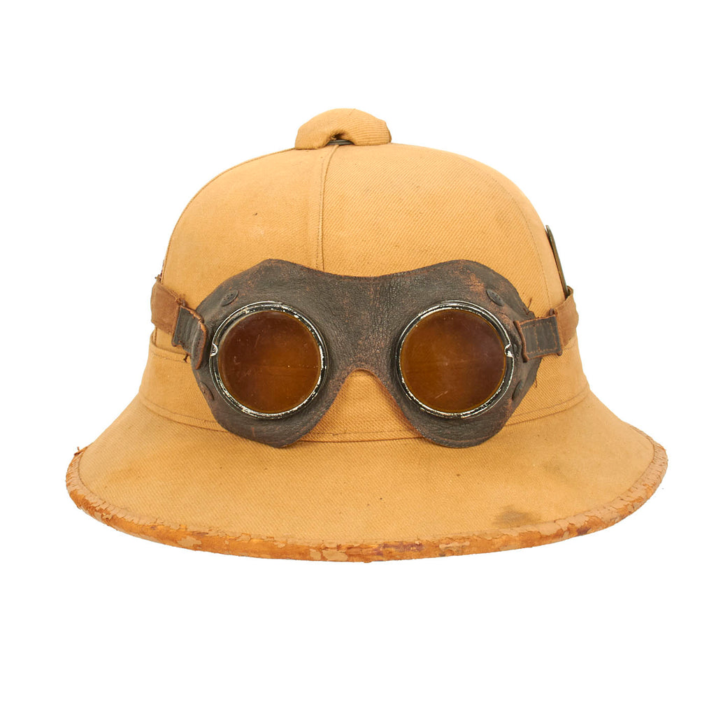 Original German WWII First Model DAK Kriegsmarine Sun Pith Helmet in size 60 - With Goggles Original Items