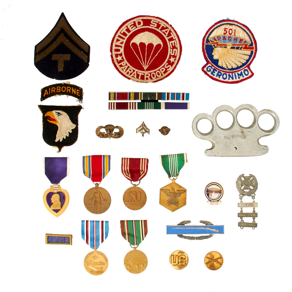 Original U.S. WWII 101st Airborne 501st Parachute Infantry Regiment Named Grouping - Wounded In Action Original Items