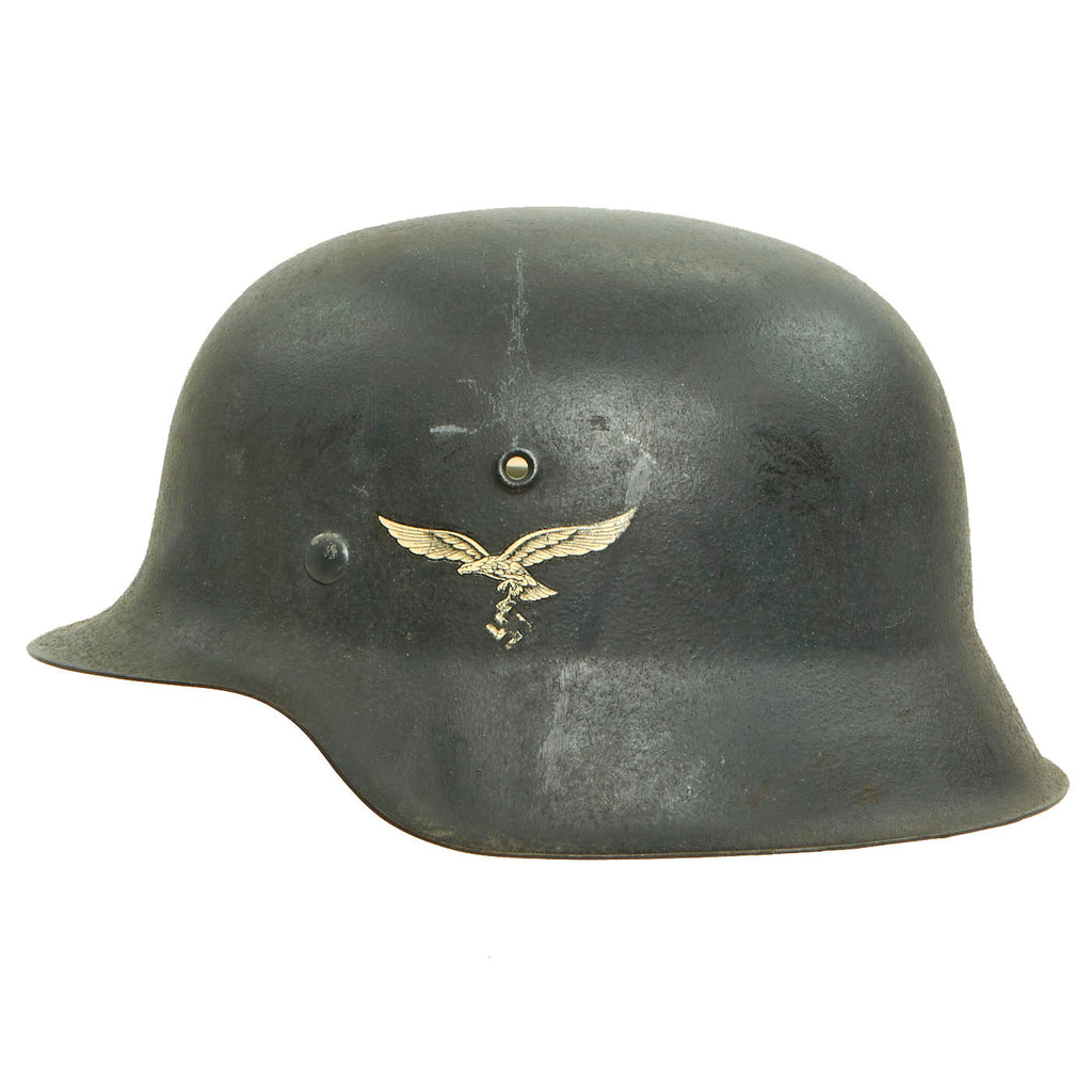Original German WWII M42 Single Decal Luftwaffe Helmet Shell with Size 59cm Liner Band - ET66 Original Items