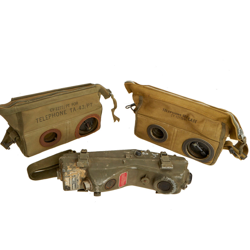 Original U.S. Korean War & Vietnam U.S. Army Signal Corps Communications Grouping - 2 Field Phones & 1 Walkie Talkie - 3 Items Original Items