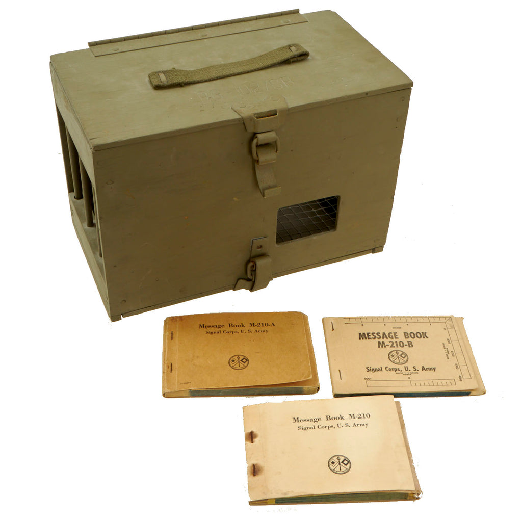 Original U.S. WWII Army Messenger Pigeon PG-102/CB Wooden Carrier Box With Message Books Original Items