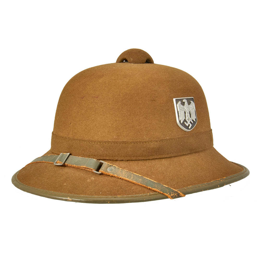 Original German WWII Unissued 2nd Model 1942 dated Afrikakorps DAK Sun Helmet by JHS with Badges - size 56 Original Items