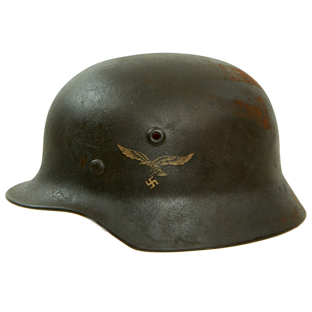Original German WWII M40 Single Decal Luftwaffe Helmet with Relic Size 57cm Liner - Q64 Original Items