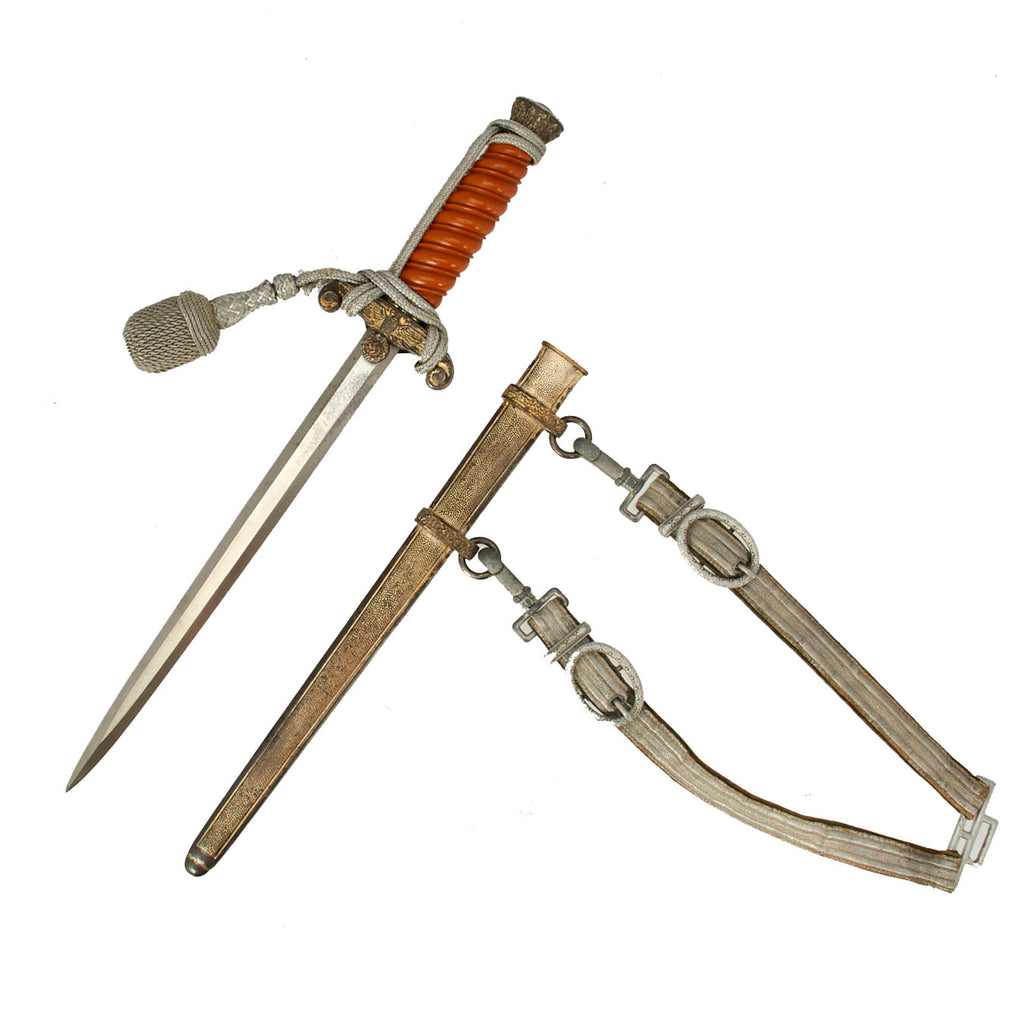 Original German WWII Army Heer Officer Dagger in Scabbard with Hanger and Portepee Original Items