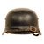 Original German WWII Beaded M35 NSDAP Double Decal Civic Police Steel Helmet - marked EF66 Original Items