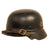 Original German WWII Beaded M35 NSDAP Double Decal Civic Police Steel Helmet - marked EF66 Original Items