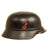 Original German WWII Beaded M35 NSDAP Double Decal Civic Police Steel Helmet - marked EF66 Original Items