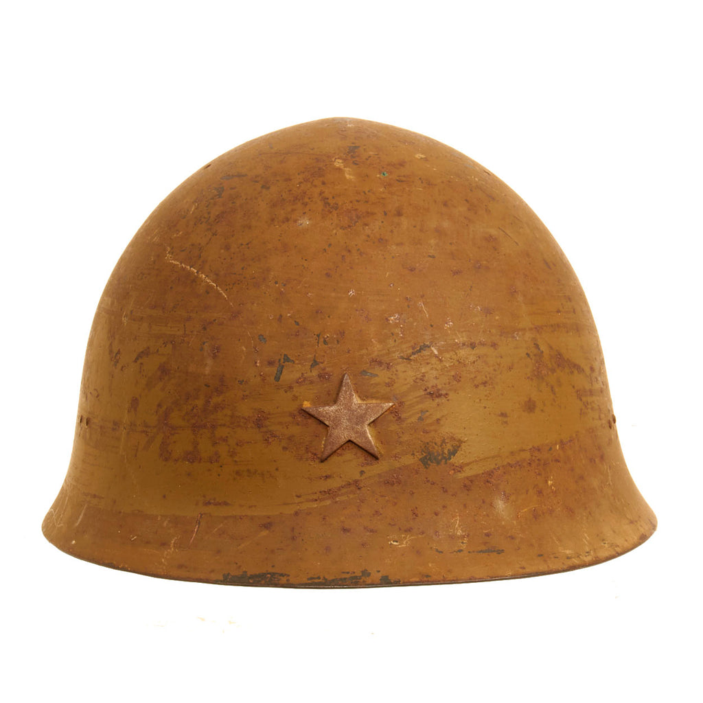 Original Japanese WWII Army Type 92 Tetsubo Combat Helmet with Named Liner and Chinstrap Original Items