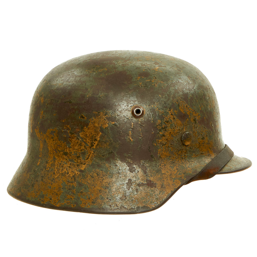Original German WWII Named Army Heer M35 Service Worn Camouflage Helmet with 1941 Dated Liner - ET64 Original Items