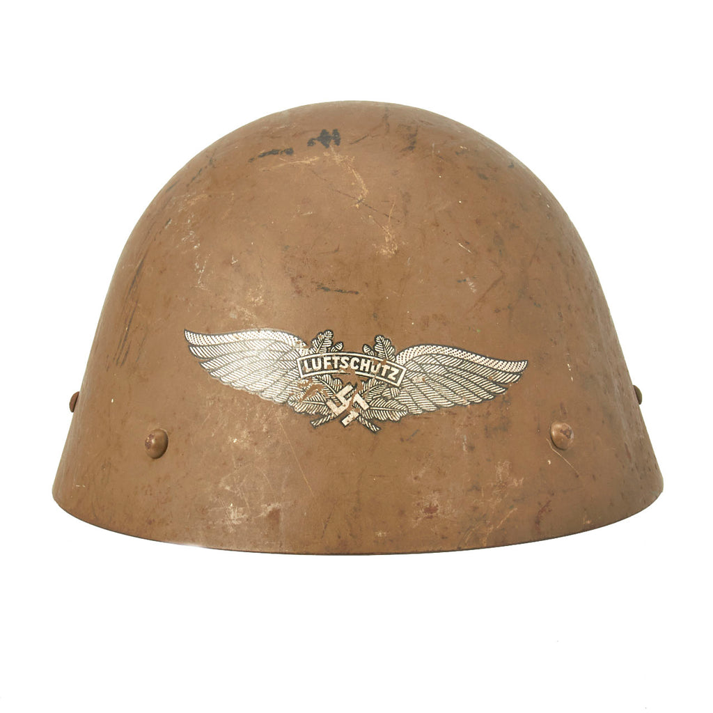 Original Rare Czech WWII Vz32 / M32 "Egg-Shell" Steel Helmet Converted for Luftschutz Use - Dated 1935 Original Items