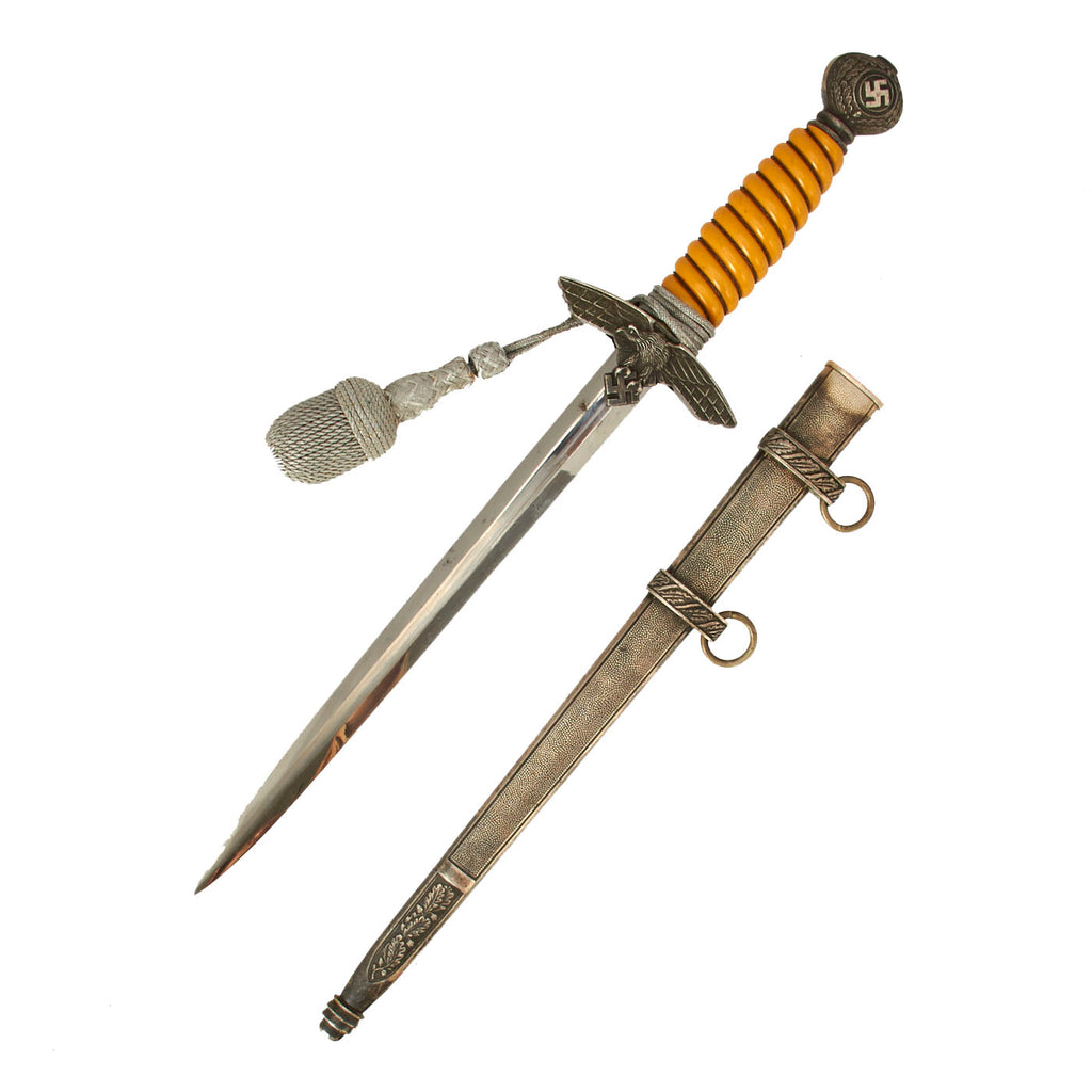 Original WWII German 2nd Model Luftwaffe Dagger by Paul Weyersberg with Scabbard & Portepee Original Items