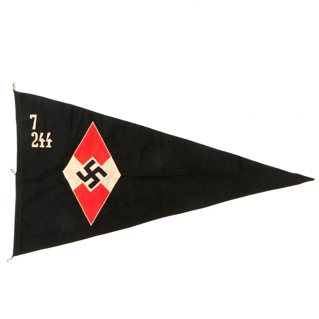 Original German WWII HJ Unit Marked 40" x 21" Pennant Flag - German Youth Organization Original Items