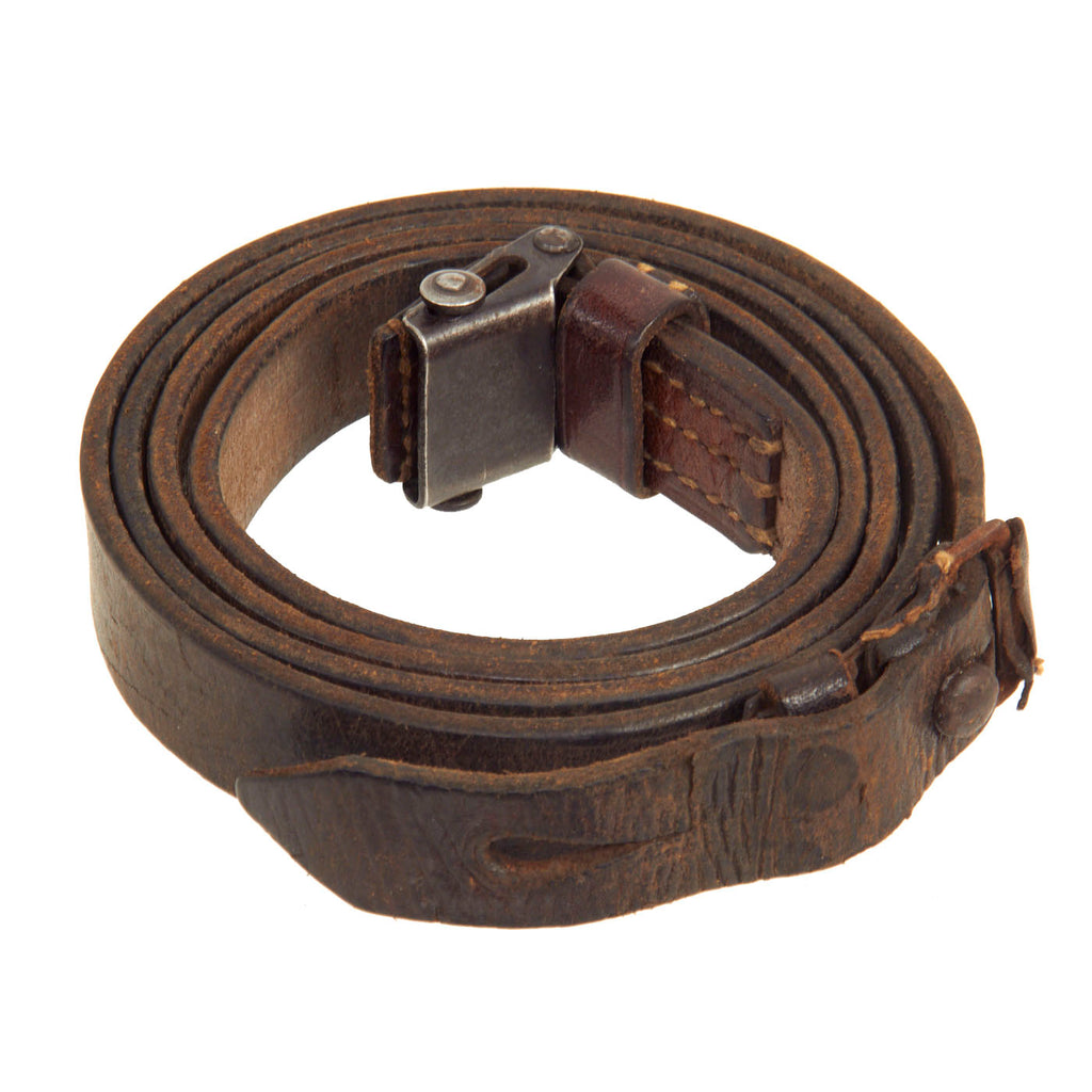 Original German WWII Karabiner 98 kurz K98k Leather Sling with Keeper and Frog - Kar98k Original Items