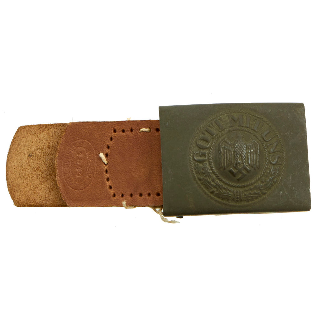 Original German WWII Army Heer Unissued Steel Belt Buckle by H. Arld - Dated 1941 Original Items