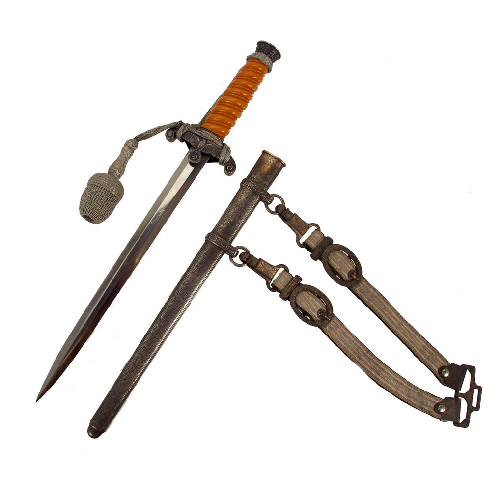 Original WWII German Army Heer Officer Dagger by Carl Eickhorn with Belt Hanger and Portepee Original Items