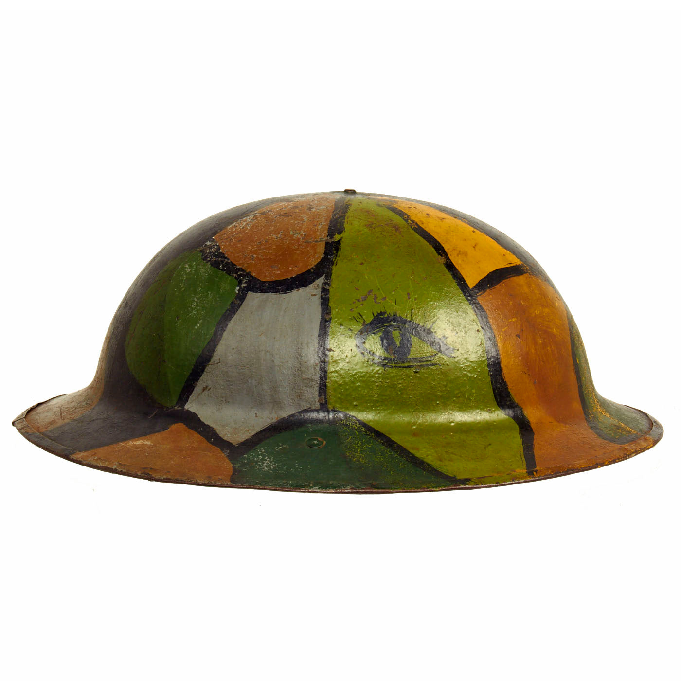 Original U.S. WWI M1917 Doughboy Helmet With Camouflage Panel Paint wi – International Military Antiques