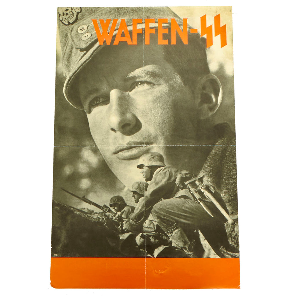 Original German WWII Waffen SS Recruiting Poster by Höch - 24 3/4"H x 16 1/8"W Original Items