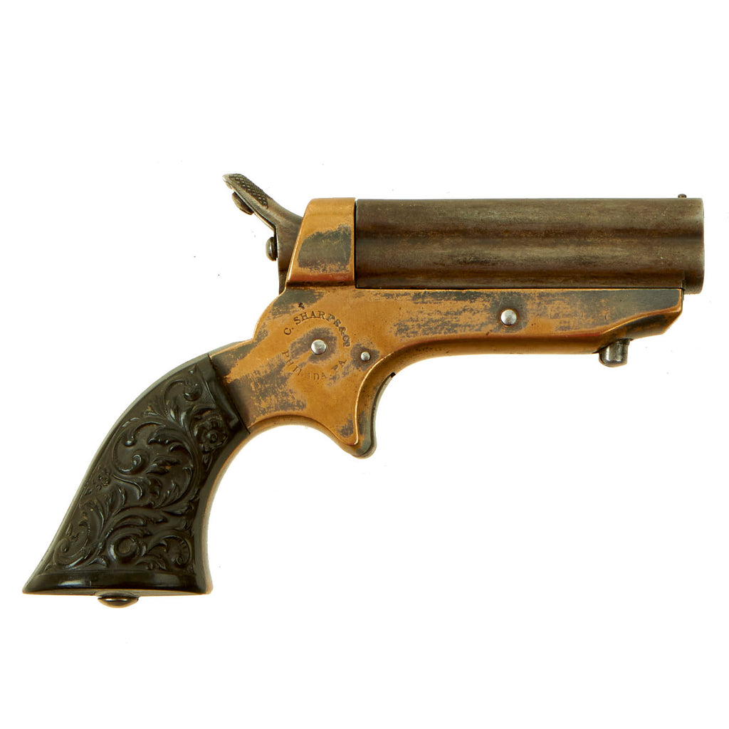 Original U.S. Sharps Model 1A .22 Rimfire 4 Barrel Brass Frame Pepperbox Pistol - Serial 44852 Original Items