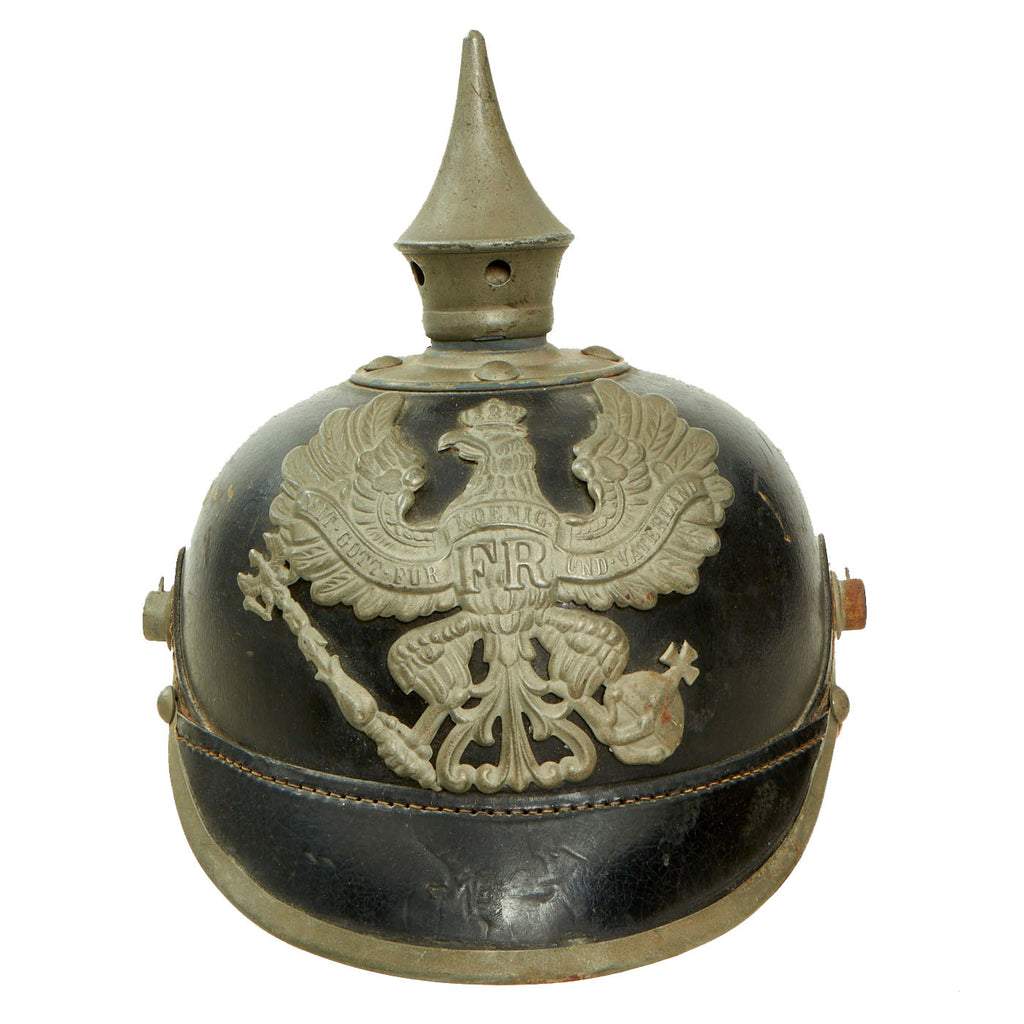 Original Imperial German WWI Prussian EM/NCO Infantry M1915 Pickelhaube Spiked Helmet - Dated 1916 Original Items