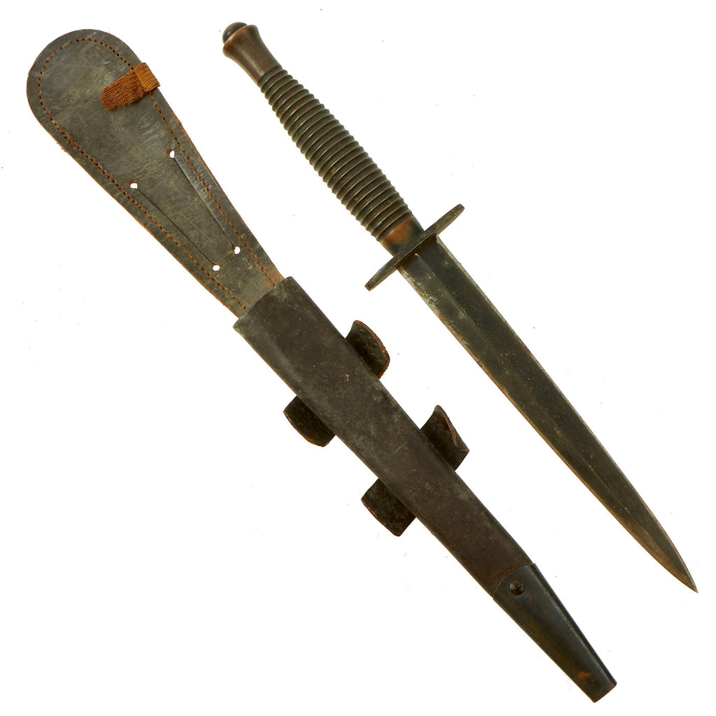 Original British WWII Early 3rd Pattern Fairbairn Sykes Fighting Knife with Scabbard Original Items