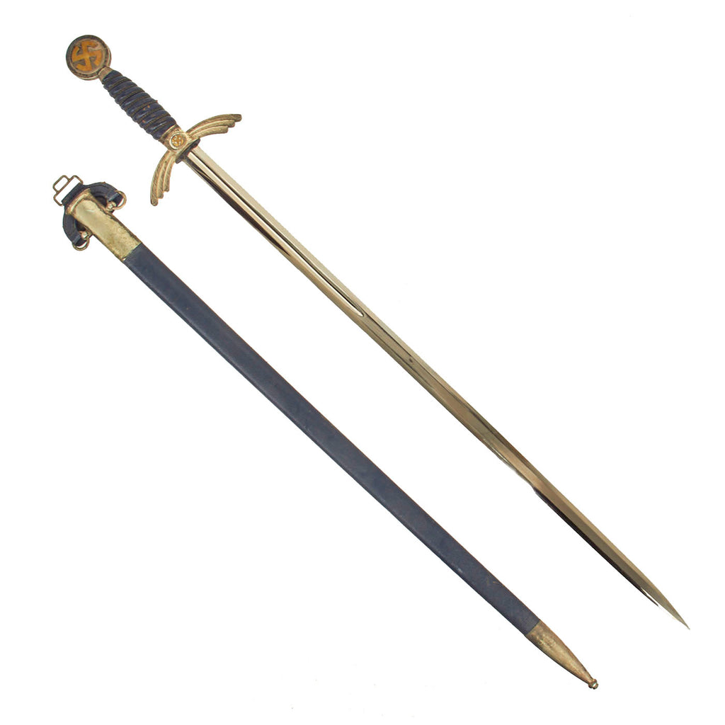 Original German WWII Early Luftwaffe Officer Sword by SMF with Scabbard - Nickel Plated Blade Original Items
