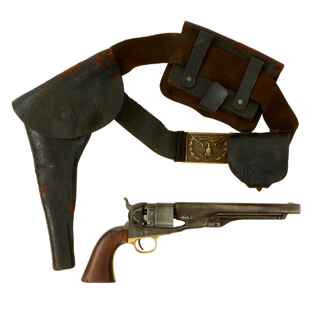 Original U.S. Civil War Colt M1860 Army .44cal Revolver made in 1863 with Complete Belt Rig - Matching Serial 112411 Original Items