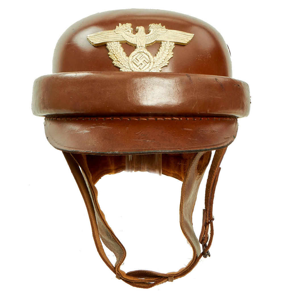 Original German WWII Rural Police Motorcycle Crash Helmet by EREL - Size 56 Original Items