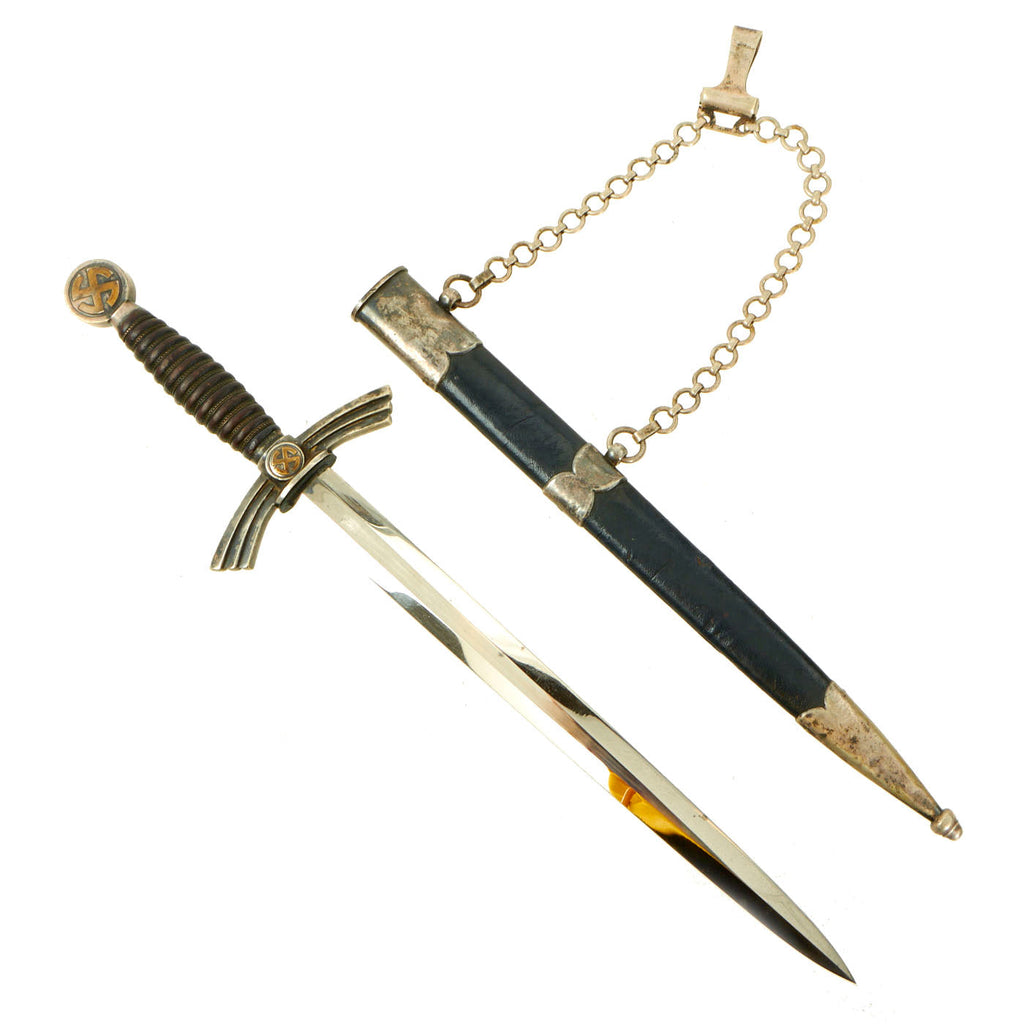 Original German WWII Early 1st Model Luftwaffe Dagger by Carl Eickhorn with Scabbard & Belt Hanger Chain Original Items