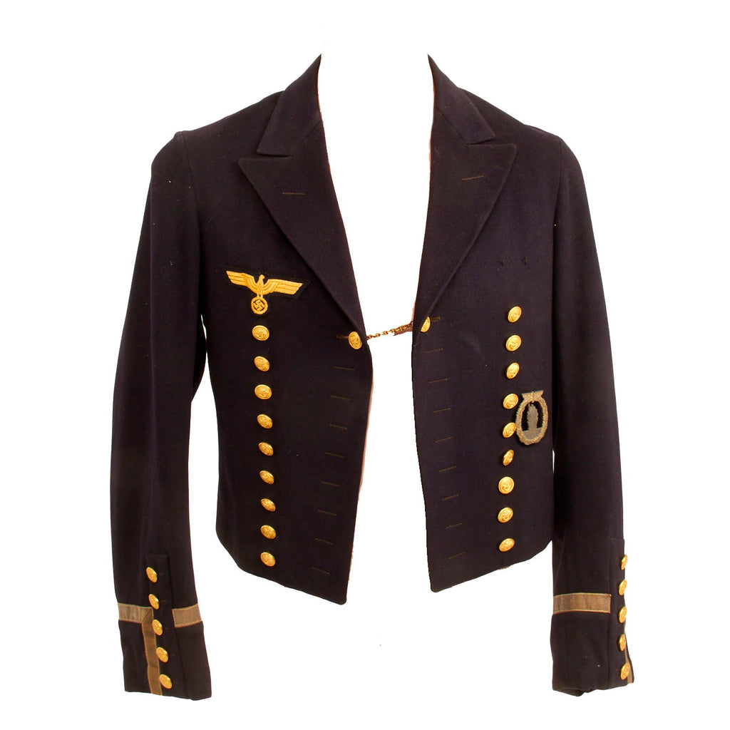 Original German WWII Kriegsmarine Evening Dress Reefer Petty Officer Jacket with Minesweeper Badge - Teletypist Original Items