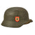 Original German WWII Double Decal NSDAP Civic Police M40 Steel Combat Helmet - marked Q64 Original Items