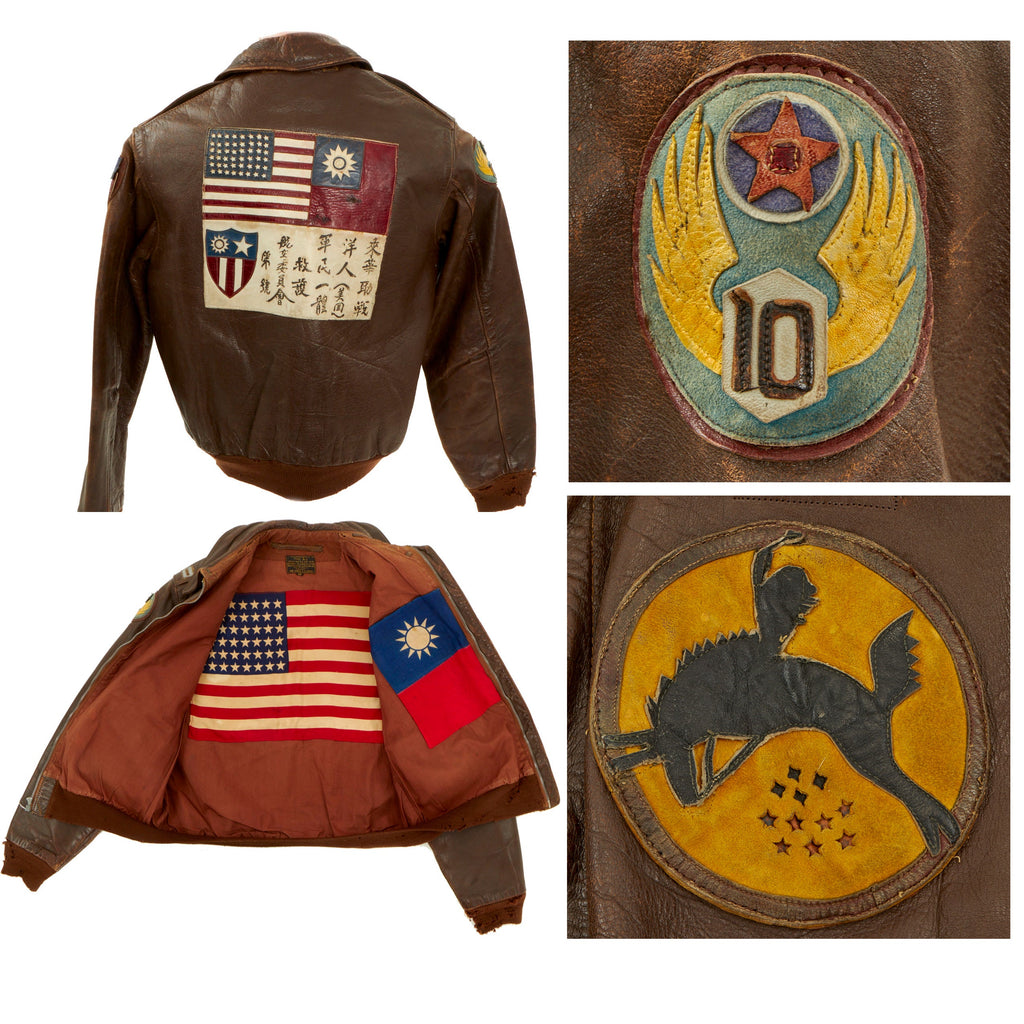 Original U.S. WWII Army Air Force 436th Bombardment Squadron A-2 Flight Jacket With Blood Chit with American Flag Lining Original Items