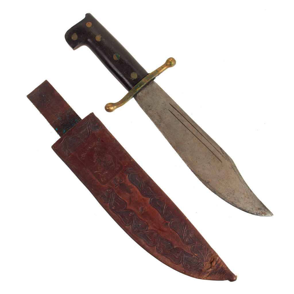 Original U.S. WWII USMC Collins & Co. Legitimus No.18 Machete V44 Knife with Original Leather Scabbard Original Items