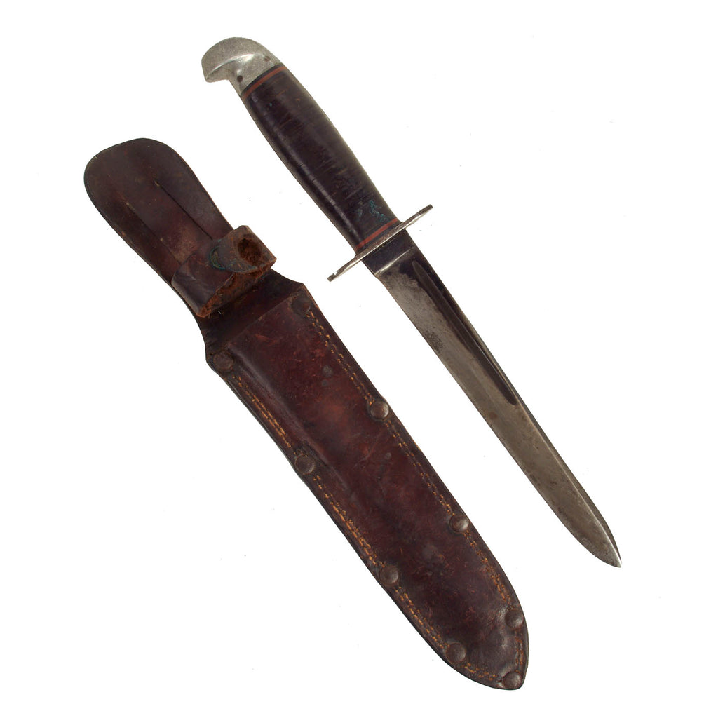 Original U.S. WWII Western L77 Single Edged Combat Stiletto with Original Scabbard Original Items