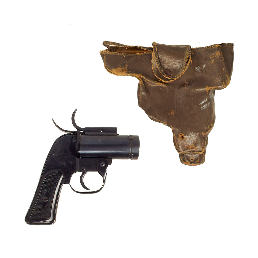 Original U.S. WWII M8 Pyrotechnic 37mm Flare Signal Pistol by Eureka Vacuum With Early Holster - Serial E-130742 Original Items