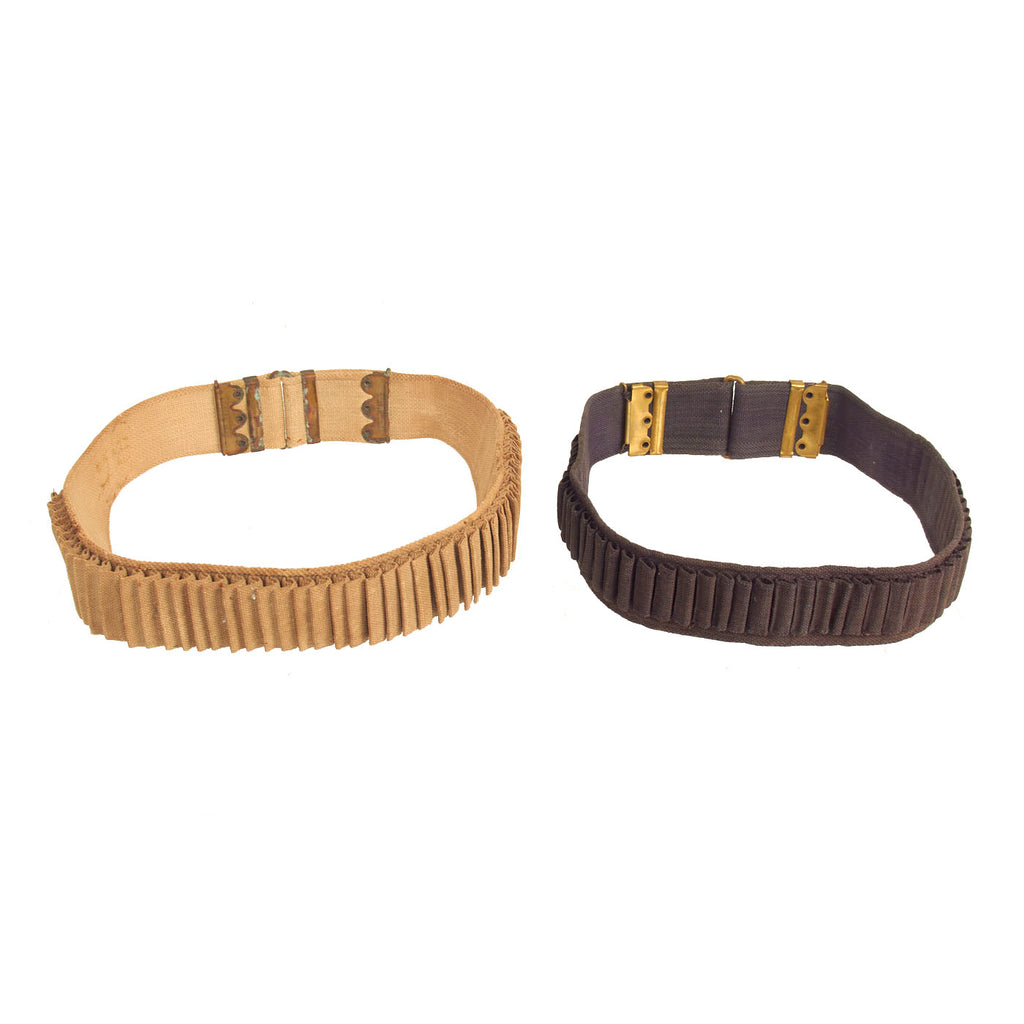 Original U.S. Spanish American War .30-40 Krag Rifle Ammunition Belt Lot - Double Loop 100 Round & 45 Round Single Loop Original Items