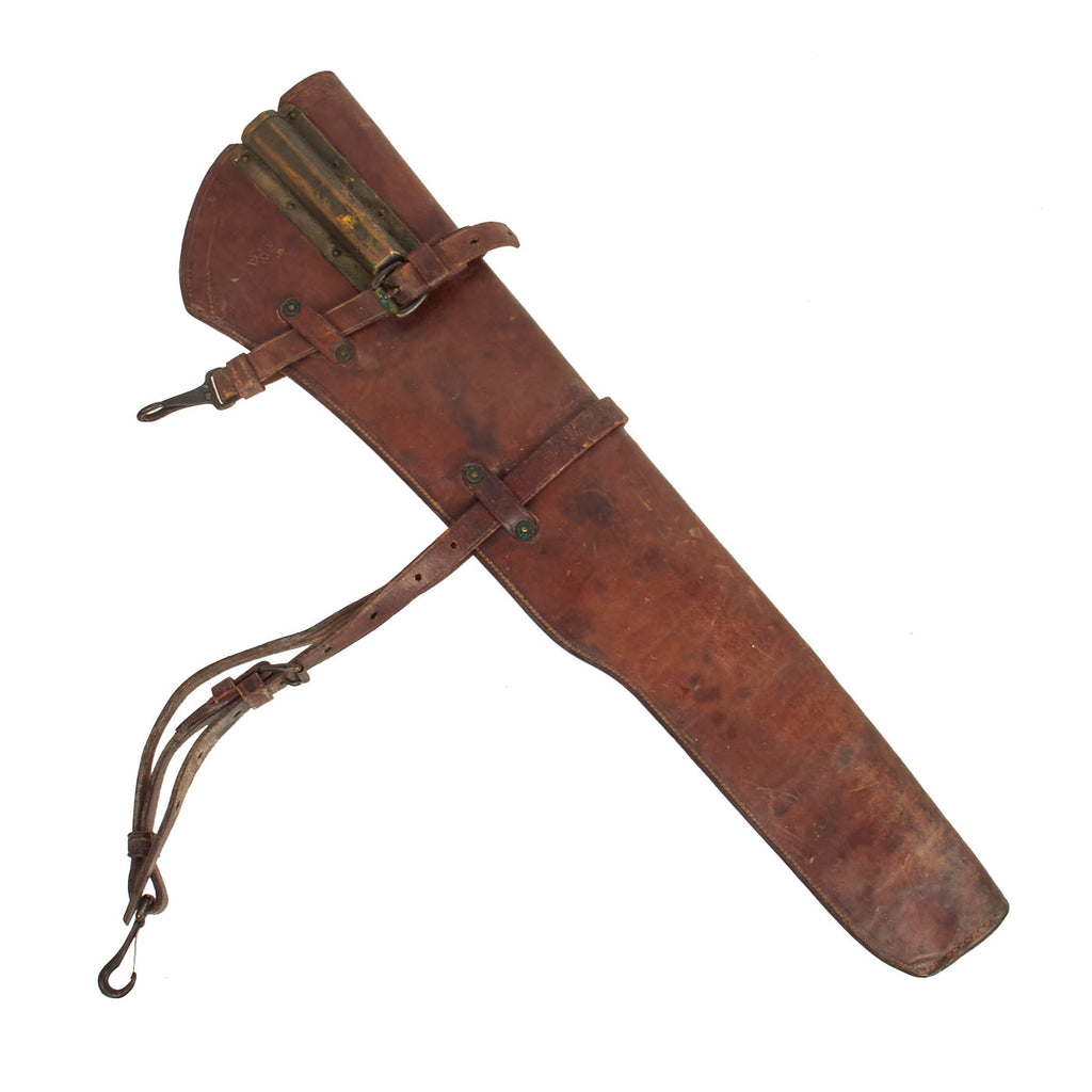 Original U.S. WWII M1 Garand Rifle Leather Jeep Scabbard With Securing Straps by L-F Co - Dated 1941 Original Items