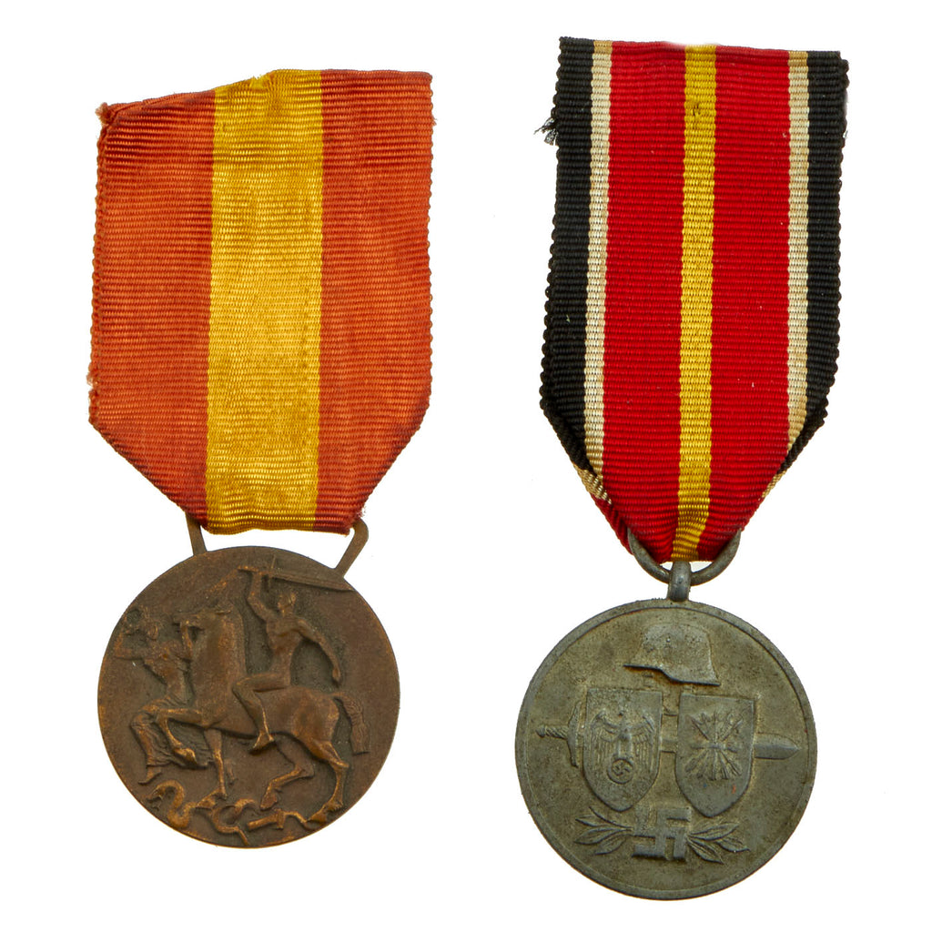 Original German & Spanish Civil War and WWII Blue Division Medal and Contingent Medal Grouping - 2 Medals Original Items
