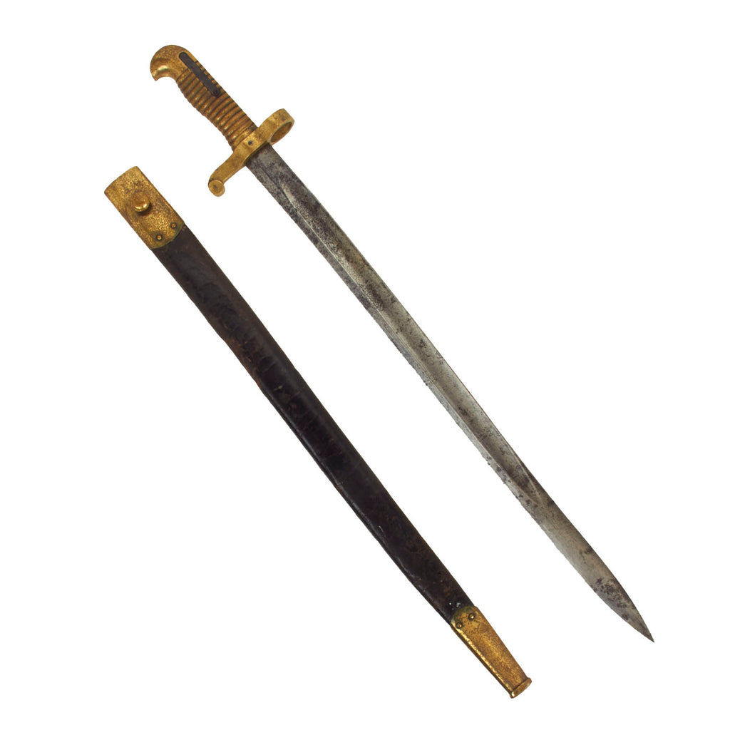 Original U.S. Civil War Model 1863 Remington Zouave Brass Hilted Bayonet with Scabbard Original Items