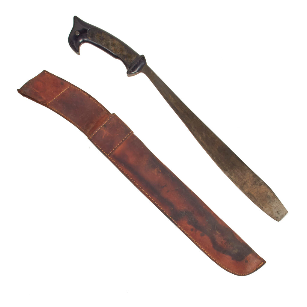 Original Rare U.S. WWII OSS Philippine Guerilla Machete with Dahl Style Blade & Leather Sheath Original Items