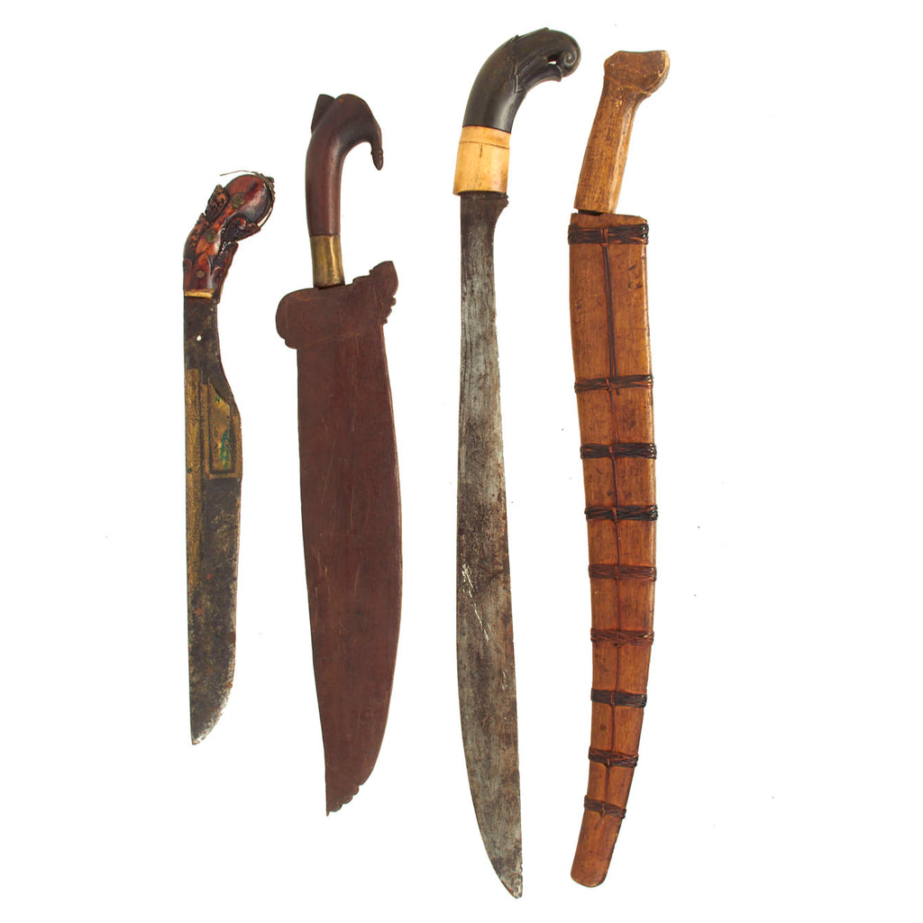 Original Philippines WWII U.S. Soldier Bringback Souvenir Moro Curved Knife Lot - 4 Items Original Items