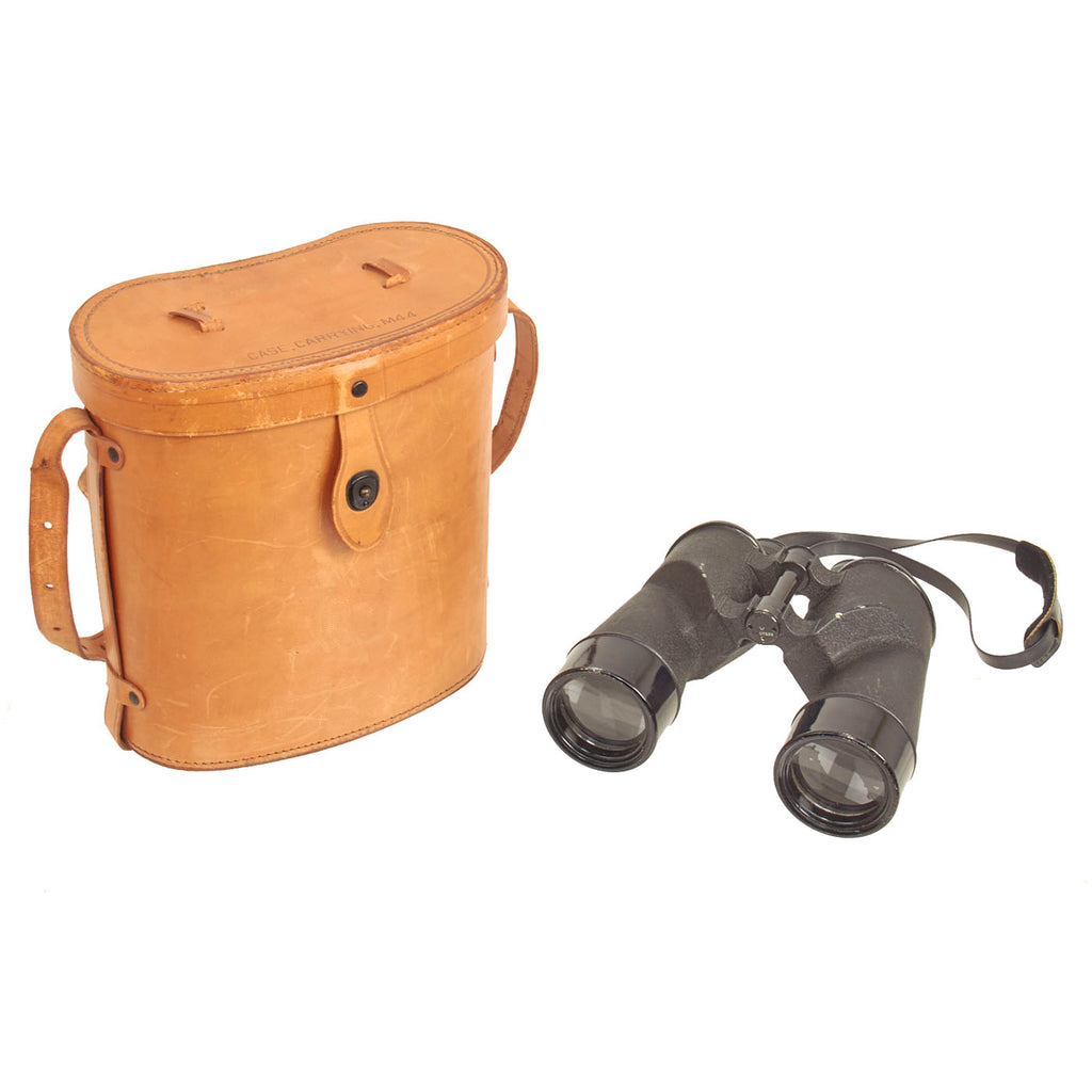 Original U.S. WWII M7 7x50 Binoculars 1942 F.J.A. with M44 Leather Case by Bausch & Lomb Original Items