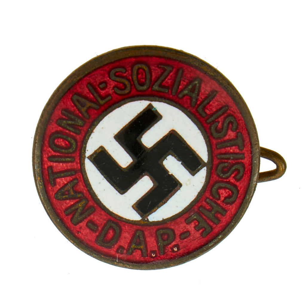 Original German WWII NSDAP Small Enamel Party Membership Badge with Pinback by Deschler & Sohn Original Items