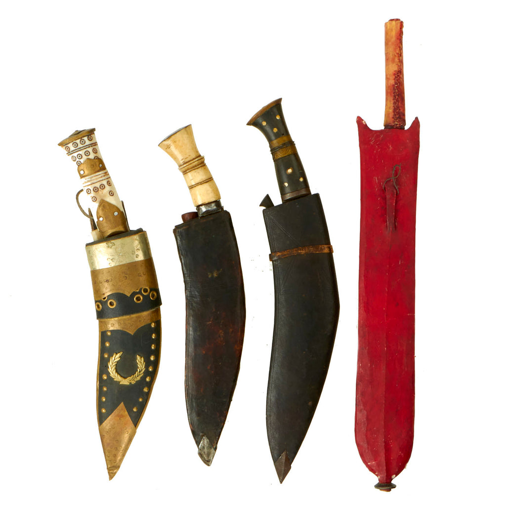Original Late 20th to Early 21st Century Kukri Knife Lot With Scabbards - 4 Items Original Items