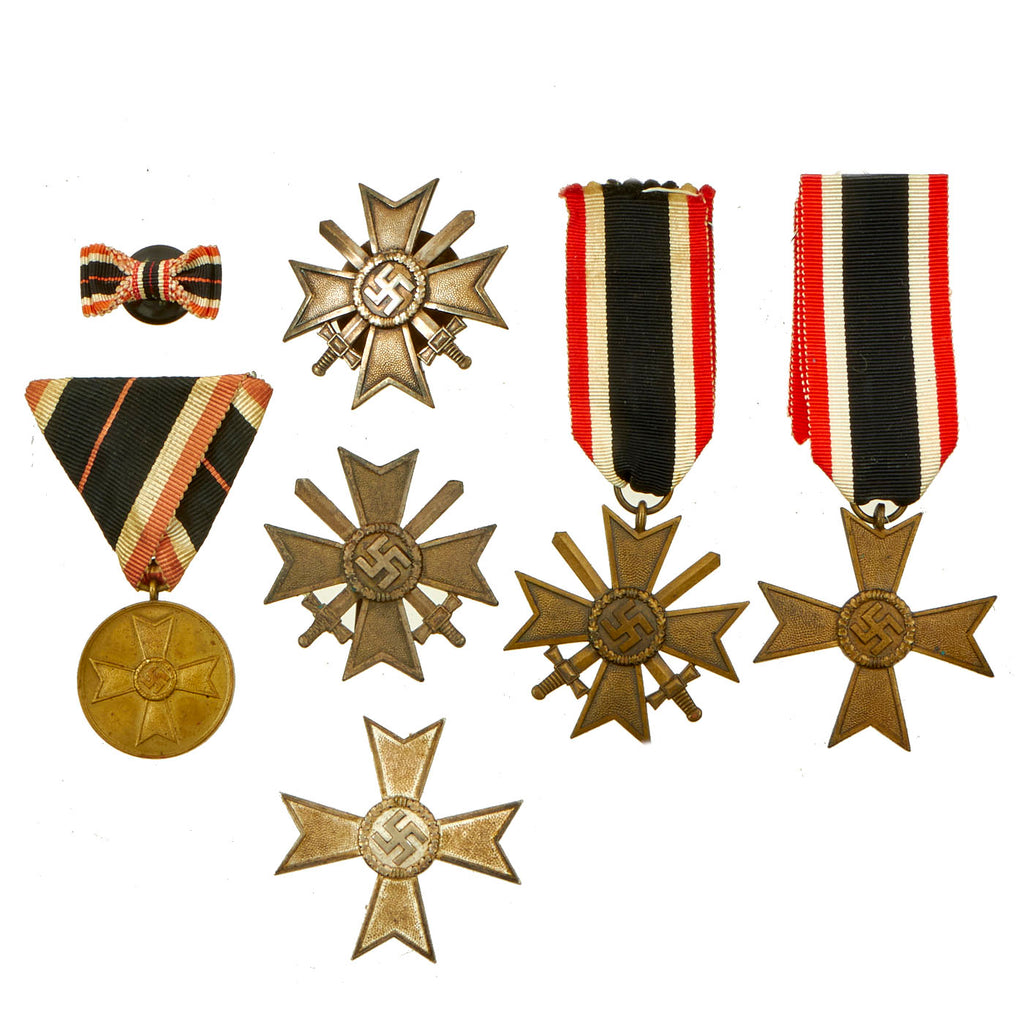 Original German WWII War Merit Cross Lot of 7 - KvK 1st Class & KvK 2nd Class Original Items